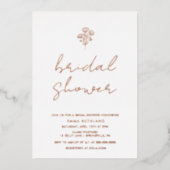 ミニマルフローラブライダルシャワーバラ金ゴールド 箔招待状 (正面)