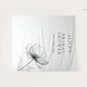 ミニマルフローラブライダルシャワーフォトバックグラウンド タペストリー (正面(横))