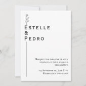 ミニマルフローラブラック&ホワイト結婚式招待状 招待状 (正面)