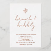ミニマルフローラブランチ&バブリーバラ金ゴールド 箔招待状 (正面)