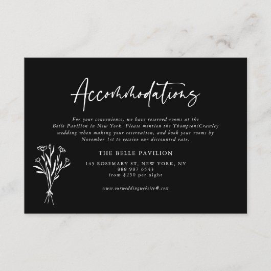 ミニマルフローラブーケブラック宿泊施設 エンクロージャーカード (正面)