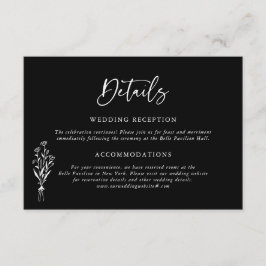 ミニマルフローラブーケブラック結婚ズ詳細 エンクロージャーカード