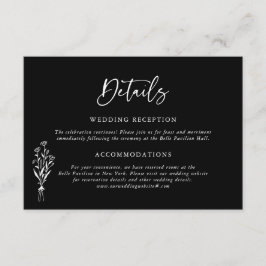 ミニマルフローラブーケブラック結婚ズ詳細 エンクロージャーカード
