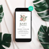 ミニマルフローラブーケベビーシャワー 招待状