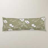 ミニマルフローラホワイトラインアートオリーブグリーン ボディピロー (裏面)