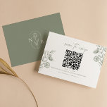 ミニマルフローラボホ結婚セージ緑のQRコード 出欠カード<br><div class="desc">ミニマルフローラBoho Sage Green結婚のQRコードRSVPカード。背中にモノグラム。</div>