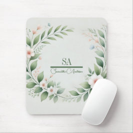 ミニマルフローラマウスパッド | モノグラパーソナライズされたム マウスパッド