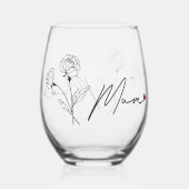 ミニマルフローラマママギフトハート ステムなしワイングラス (正面)