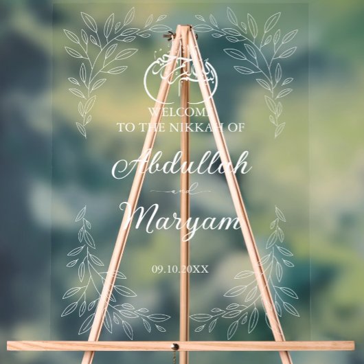 ミニマルフローラムスリム結婚イスラム教会 アクリルサイン