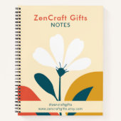 ミニマルフローラモダンテラコッタマスタードグリーン ノートブック (正面)