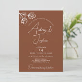 ミニマルフローラモダンテラコッタ結婚ズ 招待状 (スタンド正面)