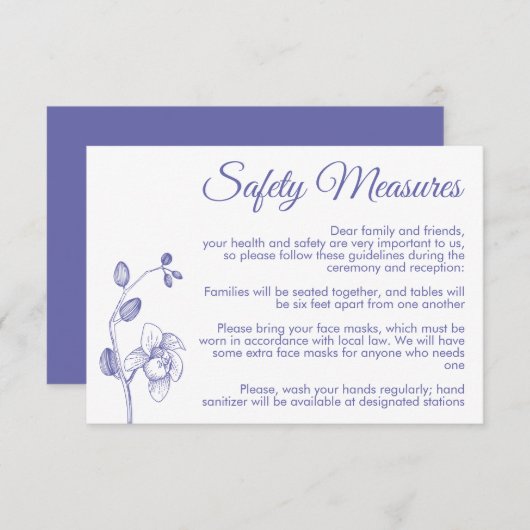 ミニマルフローラモダン蘭パープル安全対策 エンクロージャーカード (正面/裏面)