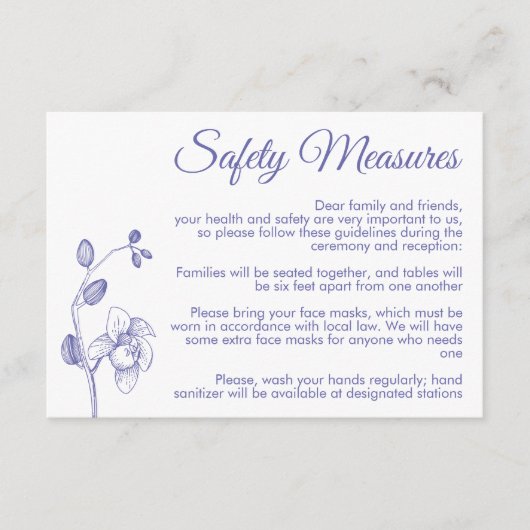 ミニマルフローラモダン蘭パープル安全対策 エンクロージャーカード (正面)