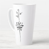 ミニマルフローララインアートエレガントデザイン カフェラテマグ (左アングル)