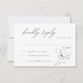 ミニマルフローララインアートエンクロージャカード 出欠カード (正面)