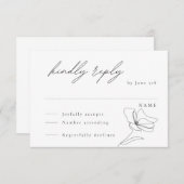 ミニマルフローララインアートエンクロージャカード 出欠カード (正面/裏面)