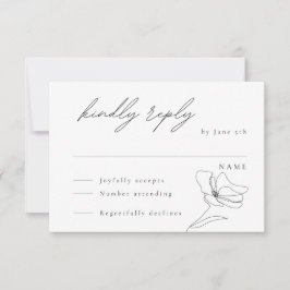 ミニマルフローララインアートエンクロージャカード 出欠カード