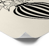 ミニマルフローララインアートスケッチニュートラルブラック ポスター (角)