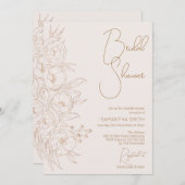 ミニマルフローララインアートブライダルシャワー招待 招待状 (正面/裏面)