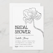 ミニマルフローララインアートブライダルシャワー 招待状 (正面/裏面)