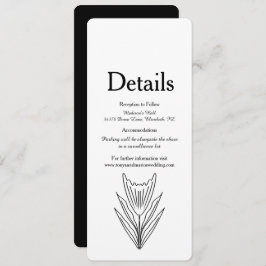 ミニマルフローララインアートボタニーモノクロ 招待状