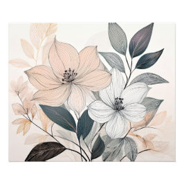 ミニマルフローララインアート フォトプリント           