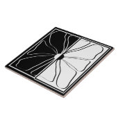 ミニマルフローララインアート（白黒） タイル (側面)