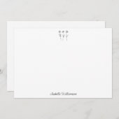 ミニマルフローララインアーパーソナライズされたシンプルト サンキューカード (正面/裏面)