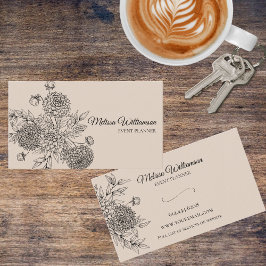 ミニマルフローララインイラストレーション 名刺