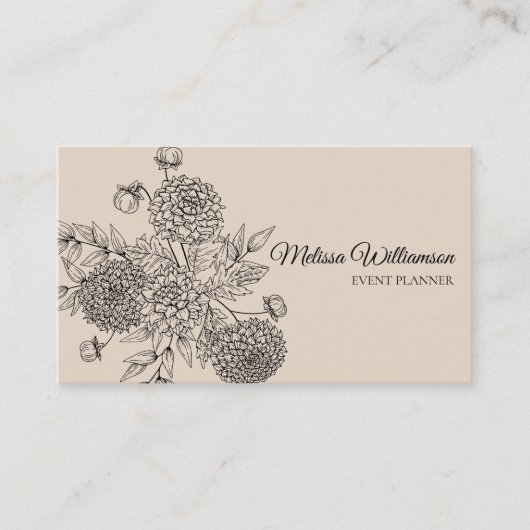 ミニマルフローララインイラストレーション 名刺 (正面)