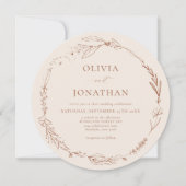 ミニマルフローラリーステラコッタフォト結婚ズ 招待状 (正面)