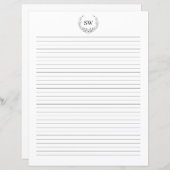 ミニマルフローラリースモノグラム文房具紙 (正面/裏面)