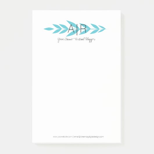 ミニマルフローラリーフイニシャル ポストイット (正面)