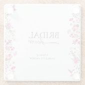 ミニマルフローラルビーバラブライダルシャワー ガラスコースター (裏面)