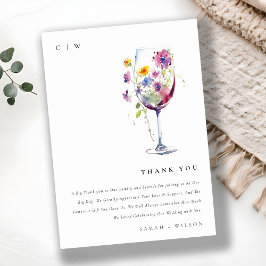 ミニマルフローラワイングラス結婚ズ サンキューカード