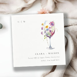 ミニマルフローラワイングラス結婚ズ スタンダードカクテルナプキン