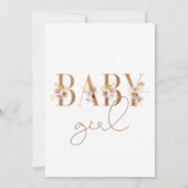 ミニマルフローラワード赤ちゃん女の子ベビーシャワー 招待状 (裏面)