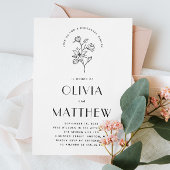 ミニマルフローラ写真結婚のリハーサルディナー 招待状