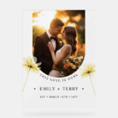 ミニマルフローラ写真結婚の歓迎フロステッド アクリルサイン (正面)