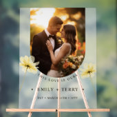 ミニマルフローラ写真結婚の歓迎フロステッド アクリルサイン (ニュートラル)