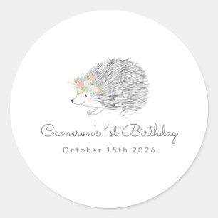 ミニマルフローラ山嵐かわいい1歳の誕生日 ラウンドシール