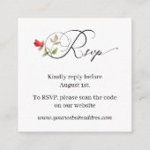 ミニマルフローラ手書き結婚式RSVP エンクロージャーカード (正面)