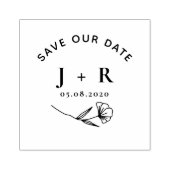 ミニマルフローラ日付モノグラムスタンプの保存 ラバースタンプ (インプリント)