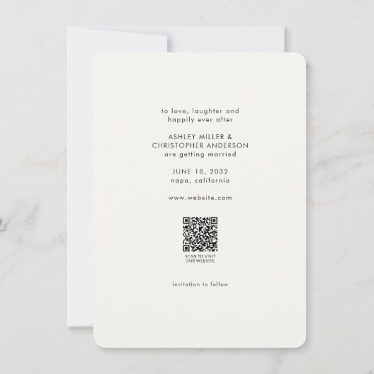 ミニマルフローラ植物乳ホワイトフォト結婚ズ セーブザデート (裏面)