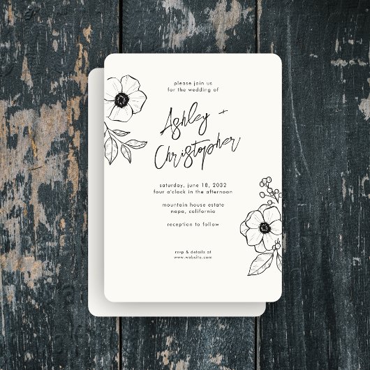 ミニマルフローラ植物乳ホワ結婚イト 招待状