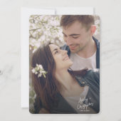 ミニマルフローラ植物白結婚写真 招待状 (裏面)
