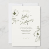ミニマルフローラ植物苔グリーンフォトズ結婚ス 招待状 (正面)