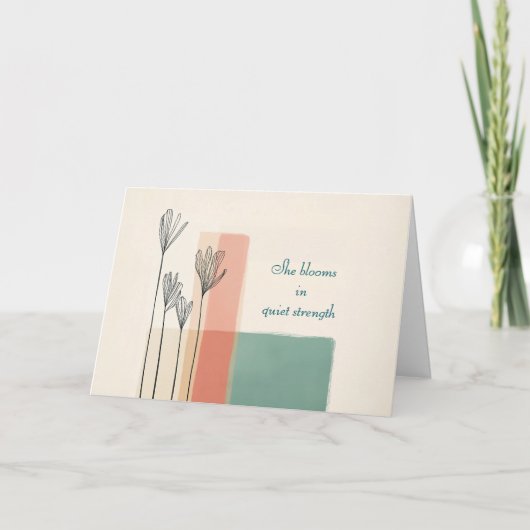 ミニマルフローラ母の日カード – 彼女の開花2 サンキューカード (正面)