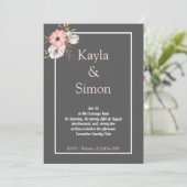 ミニマルフローラ水彩グレー結婚ズ 招待状 (スタンド正面)