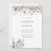 ミニマルフローラ水彩結婚式招待状 招待状 (正面)